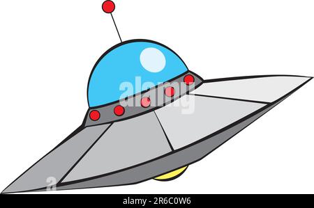 Retro Alien Flying Saucer with in mid-century modern style. Stock Vector