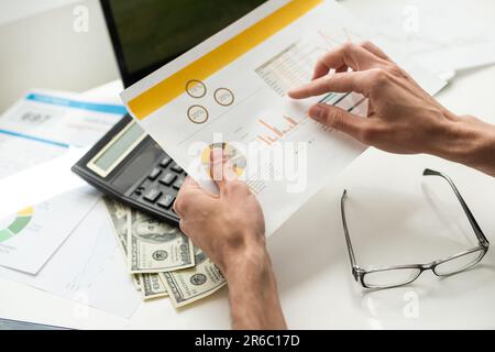 Financial printed paper charts, graphs and diagrams Stock Photo