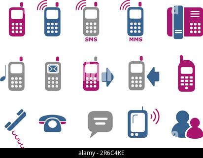Vector icons pack - Blue-Fuchsia Series, phones collection Stock Vector