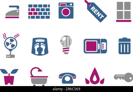 Vector icons pack - Blue-Fuchsia Series, house collection Stock Vector