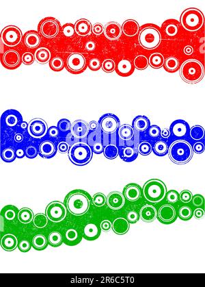 3 Grunge Landscape elements - Circles (On separate layers and grouped for easy use and coloring) Stock Vector