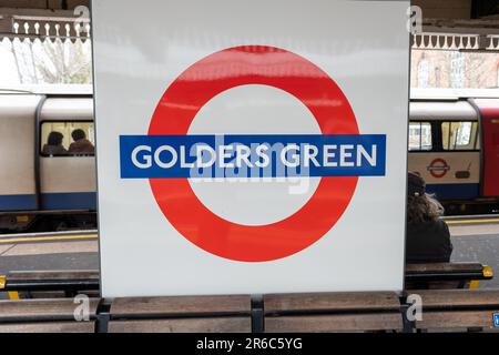 LONDON- MARCH 21, 2023: Golders Green Underground Station, a Northern Line station in north London Stock Photo