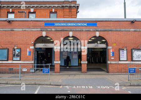 LONDON- MARCH 21, 2023: Golders Green Underground Station, a Northern Line station in north London Stock Photo
