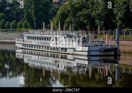 Cruising boat on Odra River Wroclaw Lower Silesia Poland Stock Photo