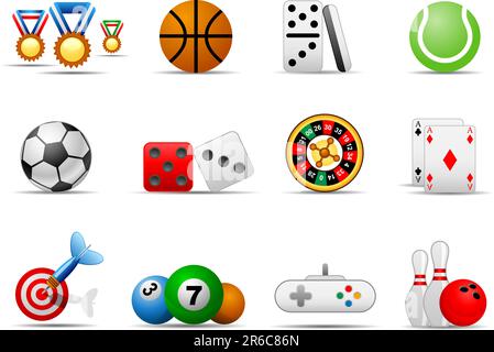 Set of icons on a theme game Stock Vector
