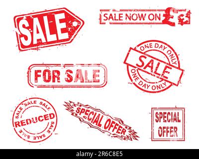 Vector, sale rubber stamps series, isolated on white. Please check my portfolio for more recycling illustrations. Stock Vector