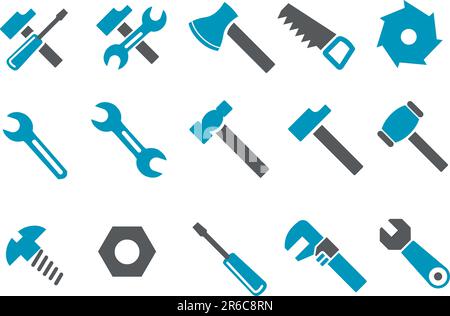 Vector icons pack - Blue Series, tool collection Stock Vector