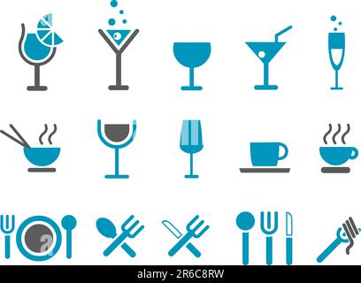 Vector icons pack - Blue Series, food collection Stock Vector