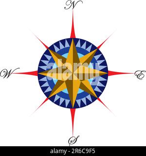 classic retro wind rose or compass icon isolated on white vector ...