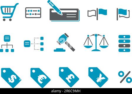 Vector icons pack - Blue Series, money collection Stock Vector