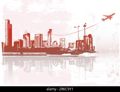 Big City - Grunge styled urban background.  Vector illustration. Stock Vector