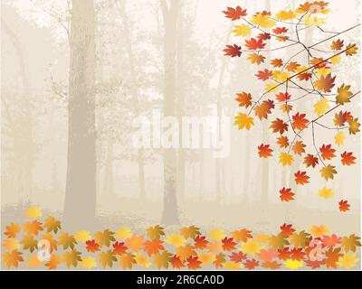 Autumn Leaves and forest - vector illustration Stock Vector