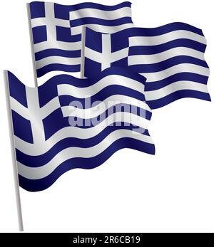 Greece 3d flag. Vector illustration. Isolated on white. Stock Vector