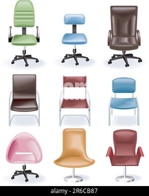 Set of modern chairs icons Stock Vector