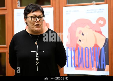 Uherske Hradiste, Czech Republic. 08th June, 2023. Programme director Iva Hejlickova during the meeting with the organisers of Summer Film School (LFS), presentation of this year's film sections, accompanying programme and news in Uherske Hradiste, Czech Republic, June 8, 2023. Credit: Dalibor Gluck/CTK Photo/Alamy Live News Stock Photo