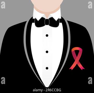 Man dressed in tuxedo for AIDS Awareness Event. Stock Vector
