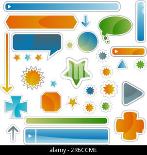 Set of multiple web labels and icons. Stock Vector