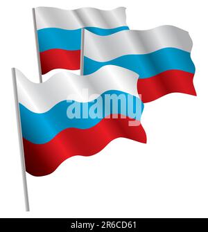 Russia 3d flag. Vector illustration. Isolated on white. Stock Vector