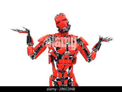 master cyber robot do not know what to do, 3d illustration Stock Photo ...