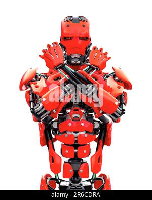 master cyber robot is doing a power pose, 3d illustration Stock Photo ...