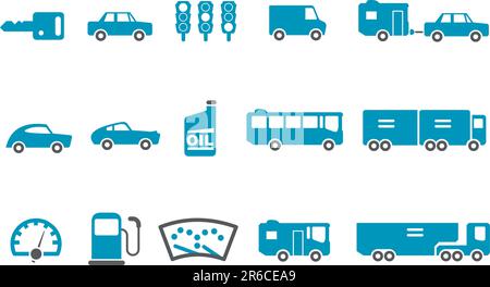Vector icons pack - Blue Series, transport collection Stock Vector