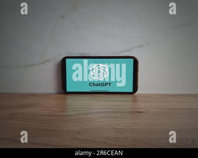 Konskie, Poland - June 08, 2023: ChatGPT artificial intelligence chatbot logo displayed on mobile phone screen Stock Photo