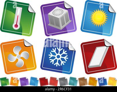 Set of air condition and weather icons. Stock Vector