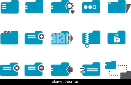 Vector icons pack - Blue Series, folder collection Stock Vector