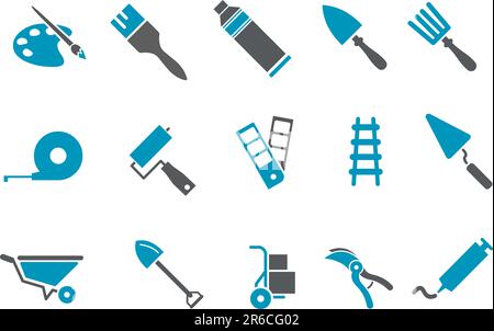 Vector icons pack - Blue Series, tool collection Stock Vector