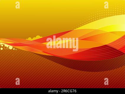 Vector illustration - abstract background made of orange splashes and curved lines Stock Vector