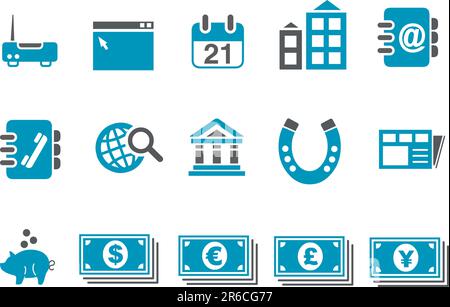 Vector icons pack - Blue Series, business collection Stock Vector