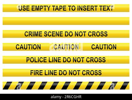 Police line tapes with a blank one to insert your own text Stock Vector