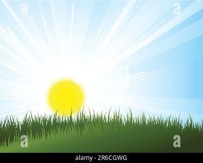 Green Rising Sun Sun rising over green grass Stock Vector Image & Art - Alamy