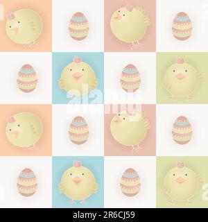 Easter eggs and baby chicks Stock Vector