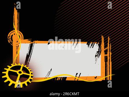 Vector abstract black-orange industrial frame Stock Vector