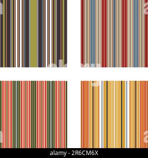 Four retro (seamless) vector stripe patterns in bright colors Stock Vector