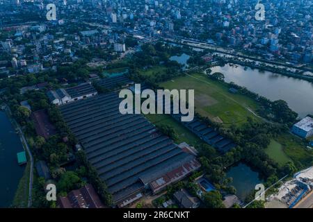 Aerial view of the Latif Bawani Jute Mills at Demra, Dhaka, Bangladesh. Stock Photo