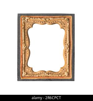 Antique Victorian tintype photo holder frame isolated with cut out center. Stock Photo