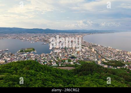 View from Mount Hakodate, Goryokaku Tower in Hokkaido, Japan. Stock Photo