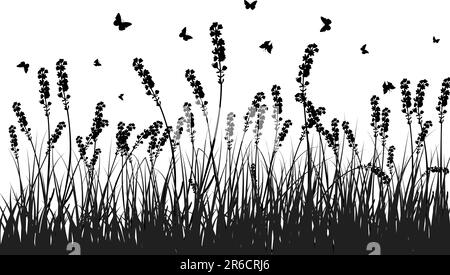 Vector grass silhouettes background. All objects are separated. Stock Vector
