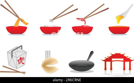 chinese food illustration Stock Vector