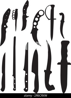 Kitchen Knives Black Silhouettes Sharp Cooking Stock Vector (Royalty Free)  1721341501