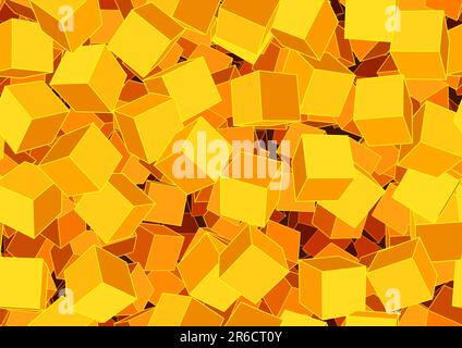 Vector illustration of style orange seamless background made of many funky cubes Stock Vector