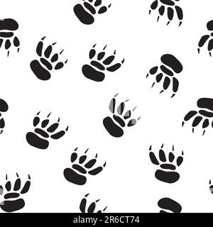 Abstract pawprint background. Seamless. Black-and-white palette. Vector illustration. Stock Vector