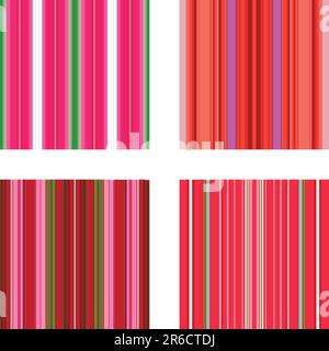 Four retro (seamless) vector stripe patterns in bright colors Stock Vector