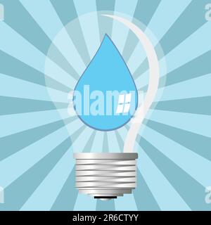 Light bulb with ecological message over starry blue background Stock Vector