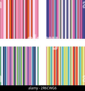 Four retro (seamless) vector stripe patterns in bright colors Stock Vector