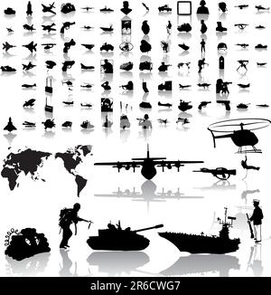 Army set of black sketch. Part 5. Isolated groups and layers Stock ...