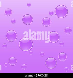 Bubbles in purple water. Vector art. Stock Vector
