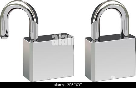 Illustration of padlocks in open and closed positions Stock Vector ...